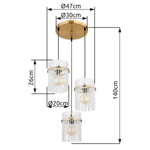 Lustra moderna cu 3 pendule GORLEY auriu 157419 universul-luminii.ro
