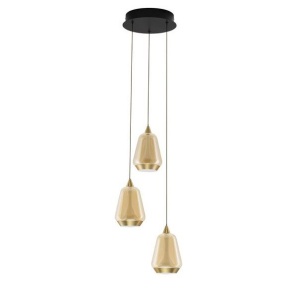 Lustra moderna cu 3 pendule LED, Metal, Sticla, Champaign, ALISH