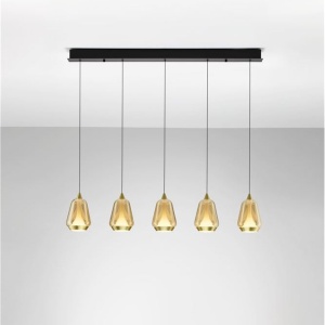 Lustra moderna cu 4 pendule LED, Metal, Sticla, Champaigne, ALISH - Img 4