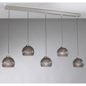 Lustra moderna cu 5 pendule design italian 10003 fumuriu