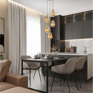 Lustra moderna cu 5 pendule LED, Metal, Sticla, Champaign, ALISH 245139 universul-luminii.ro