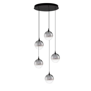 Lustra moderna cu 5 pendule LED, Metal, Sticla, Fumuriu, ORENDA