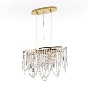 Lustra ovala din alama si cristale Schöler Kristalldesign 60x25cm, 24K gold - Img 2