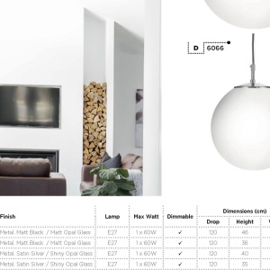 Lustra / Pendul design modern 30cm Atom black / opal 6088 SRT 172909 universul-luminii.ro