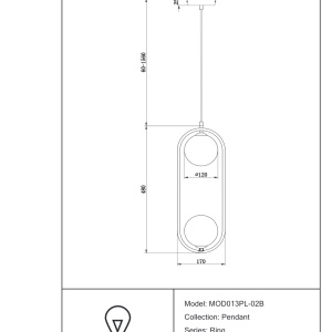Lustra / Pendul design modern cu 2 surse de lumina Ring negru MYMOD013PL-02B 71589 universul-luminii.ro