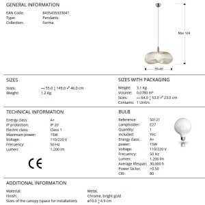 Lustra / Pendul design modern Forma gold 197989 universul-luminii.ro