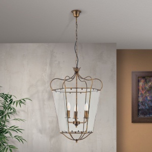 Lustra / Pendul design rustic Manto Latern HL 6-1532/3 Antik-gold OR - Img 8