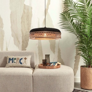 Lustra/Pendul eco din bambus Ubud double shade, bl/nat 213769 universul-luminii.ro
