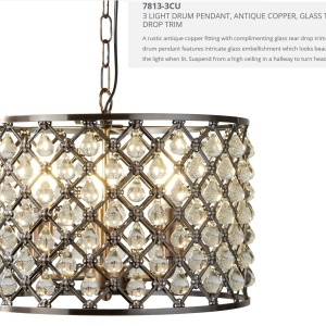 Lustra / Pendul elegant stil traditional Marquise cupru antic 7813-3CU SRT 173579 universul-luminii.ro