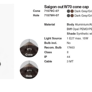 Lustra/Pendul iluminat exterior decorativ SAIGON cone W70 gri/maro 217639 universul-luminii.ro