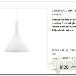 Lustra,Pendul inaltime reglabila, diam. 20cm COCKTAIL SP1 Small 074337 47399 universul-luminii.ro