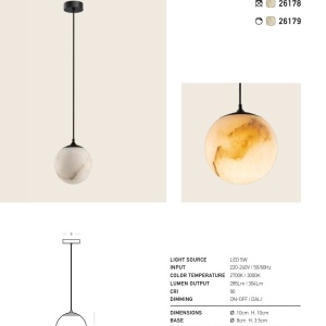 Lustra, Pendul LED 5W On-Off, SOL Alabaster - Img 6