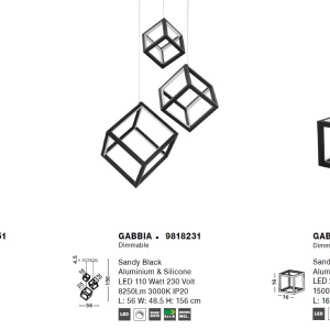 Lustra / Pendul LED design modern geometric GABBIA negru NVL-9818251 75499 universul-luminii.ro