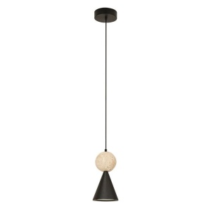Lustra, Pendul metal negru, piatra travertin Mara