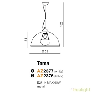 Lustra/Pendul metalic design modern 53cm TOMA BLACK 174579 universul-luminii.ro