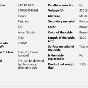 Lustra/Pendul modern design nordic Versale 35cm maro 66989 universul-luminii.ro