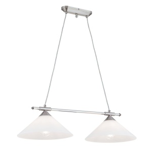 Lustra, Pendul realizat manual ARTDESIGN 2L, crom satinat/ alb opac