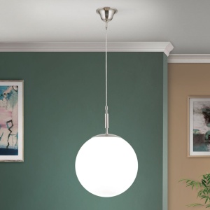 Lustra, Pendul realizat manual ARTDESIGN 30cm, crom satinat/ alb opac 241569 universul-luminii.ro
