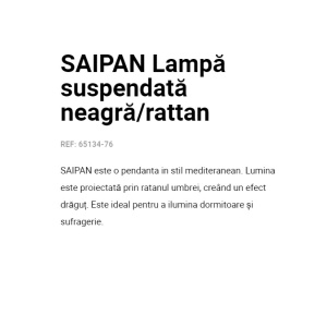 Lustra / Pendul suspendat design natural din ratan SAIPAN 22,5cm 201319 universul-luminii.ro