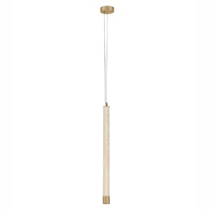 Lustra, Pendul tubular din travertin Muse metal auriu - Img 3