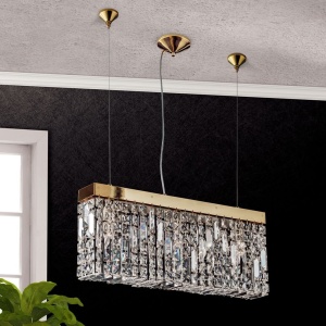 Lustra suspendata cristal Asfour design modern de lux Ring 50cm gold plated 160559 universul-luminii.ro