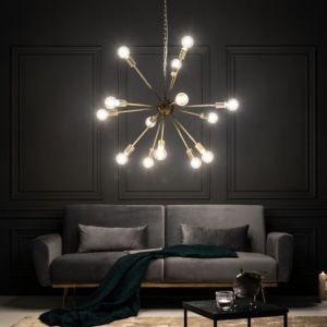 Lustra suspendata cu 14 surse de lumina Sputnik 85cm auriu 234449 universul-luminii.ro