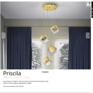 Lustra suspendata cu 4 Pendule design decorativ Priscila aurie 214349 universul-luminii.ro