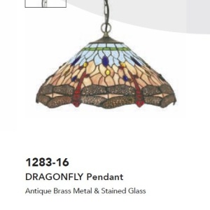 Lustra suspendata cu sticla tiffany Dragonfly 140439 universul-luminii.ro