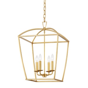 Lustra suspendata design felinar, Metal foita aurie, BRYANT