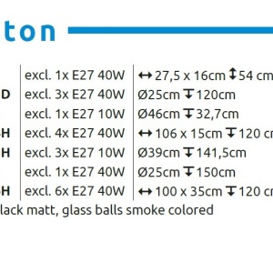 Lustra suspendata design modern DALTON 4L negru/fumuriu - Img 8