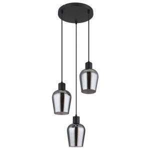 Lustra suspendata design modern RYAN 3L negru/fumuriu 141139 universul-luminii.ro