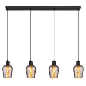 Lustra suspendata design modern RYAN 4L negru/fumuriu 142319 universul-luminii.ro