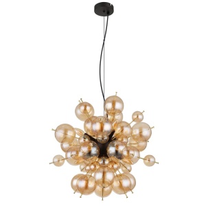 Lustra suspendata design modern UDO 6L negru/chihlimbar - Img 4