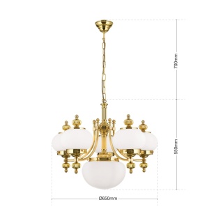 Lustra suspendata eleganta stil clasic Nostalgie 6L alama lucios/opal 241449 universul-luminii.ro