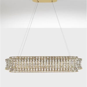 Lustra suspendata LED auriu, cristale sticla CELYSIA 100x30cm 628489 universul-luminii.ro