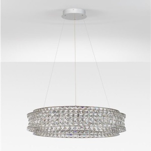 Lustra suspendata LED crom, cristale sticla CELYSIA 80cm 628429 universul-luminii.ro