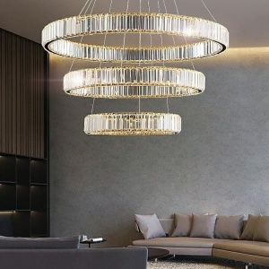 Lustra suspendata LED design ambiental Ring TRIPLES auriu - Img 15