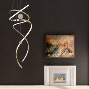 Lustra suspendata LED dimabila, design elegant RITZ auriu P0427D MX - Img 1
