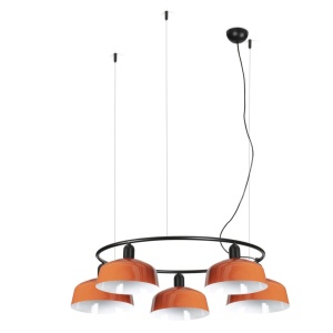 Lustra suspendata metal TATAWIN M 5L negru, orange