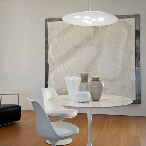 Lustra suspendata moderna Luna 60x72,5cm, alb sau gri 228299 universul-luminii.ro
