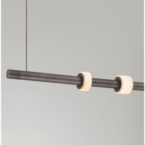 Lustra tub subtire aluminiu gri inchis si alabastru LED MARLOW - Img 6