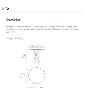 Masa de exterior / interior design modern premium VERTEX 80cm - Img 5