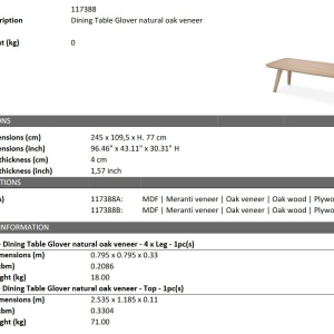 Masa design LUX Glover Natural oak, 245x109cm - Img 3