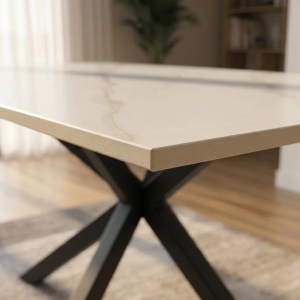 Masa dining cu blat ceramic GALAXIE Alb 180x90cm - Img 7