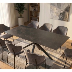 Masa dining cu blat ceramic GALAXIE gri 180x90cm