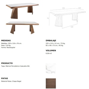 Masa dining design LUX Walnut 220x110cm - Img 6