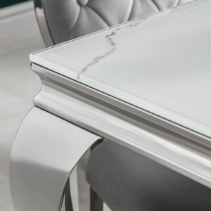 Masa dining eleganta Modern Barock 180cm, argintiu/ aspect de marmura - Img 2