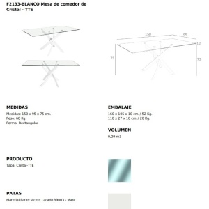 Masa dreptunghiulara design modern Veola alb, 150x95cm - Img 3