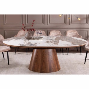 Masa extensibila, Ceramica, Furnir nuc, UNIQUE 160-200cm