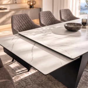 Masa Extensibila cu Blat Ceramic Alb mat, DIAMOND 180-260cm - Img 4
